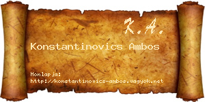 Konstantinovics Ambos névjegykártya